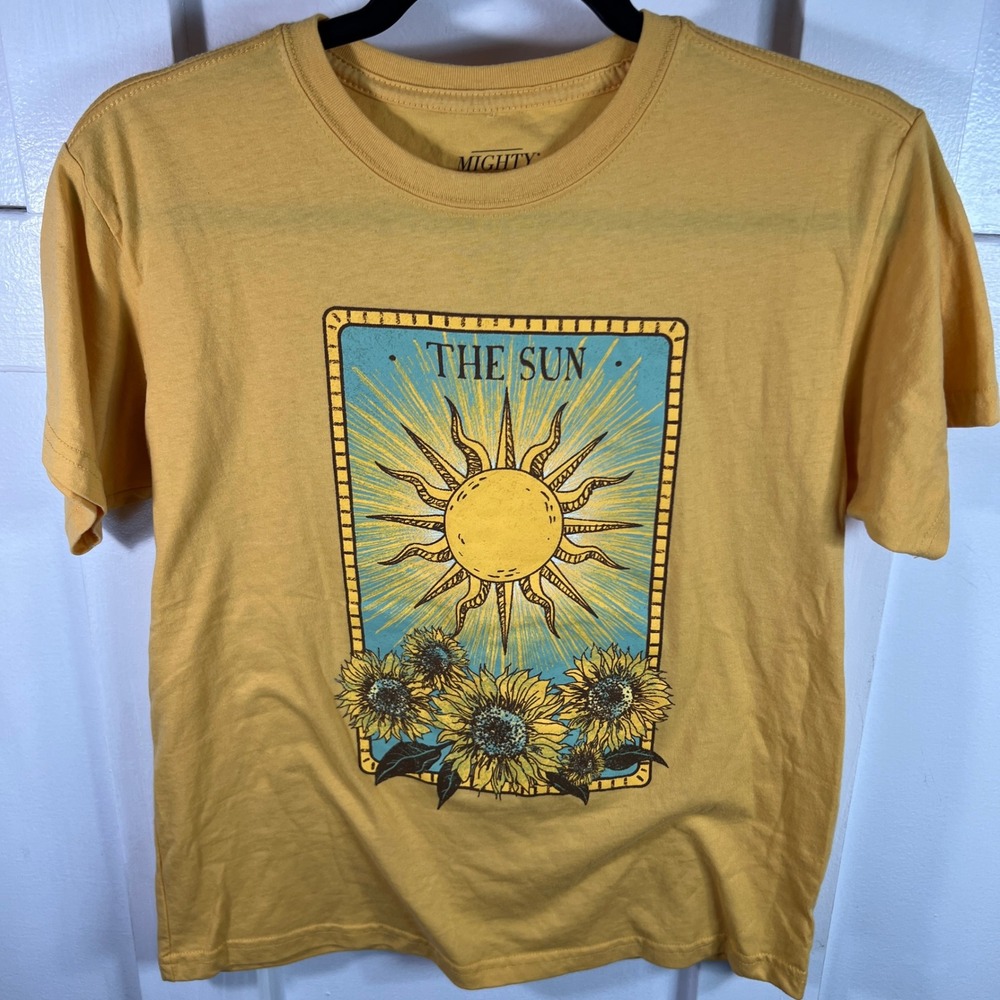 Mighty Fine The Sun Tarot Card Graphic Tee Mustard Yellow Small